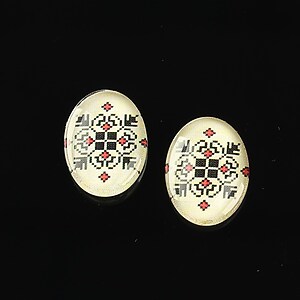 Cabochon sticla 18x13mm "Folclor" cod 1046