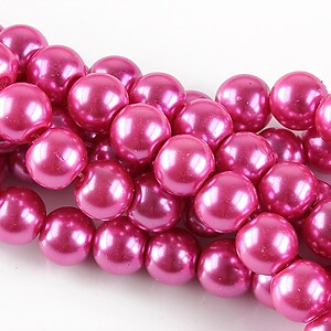 Perle de sticla, sfere 8mm - fucsia (100 buc.)