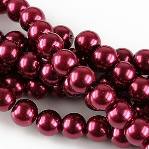 Perle de sticla, sfere 8mm - rosu burgundy (100 buc.)