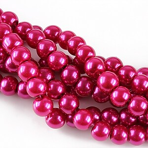 Perle de sticla, sfere 6mm - magenta (100 buc.)