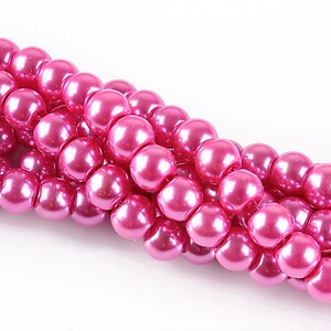 Perle de sticla, sfere 6mm - fucsia (100 buc.)