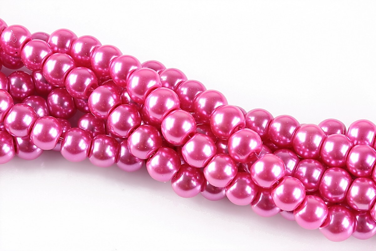 Perle de sticla, sfere 6mm - fucsia (100 buc.)