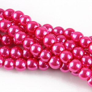 Perle de sticla, sfere 6mm - roz magenta (100 buc.)