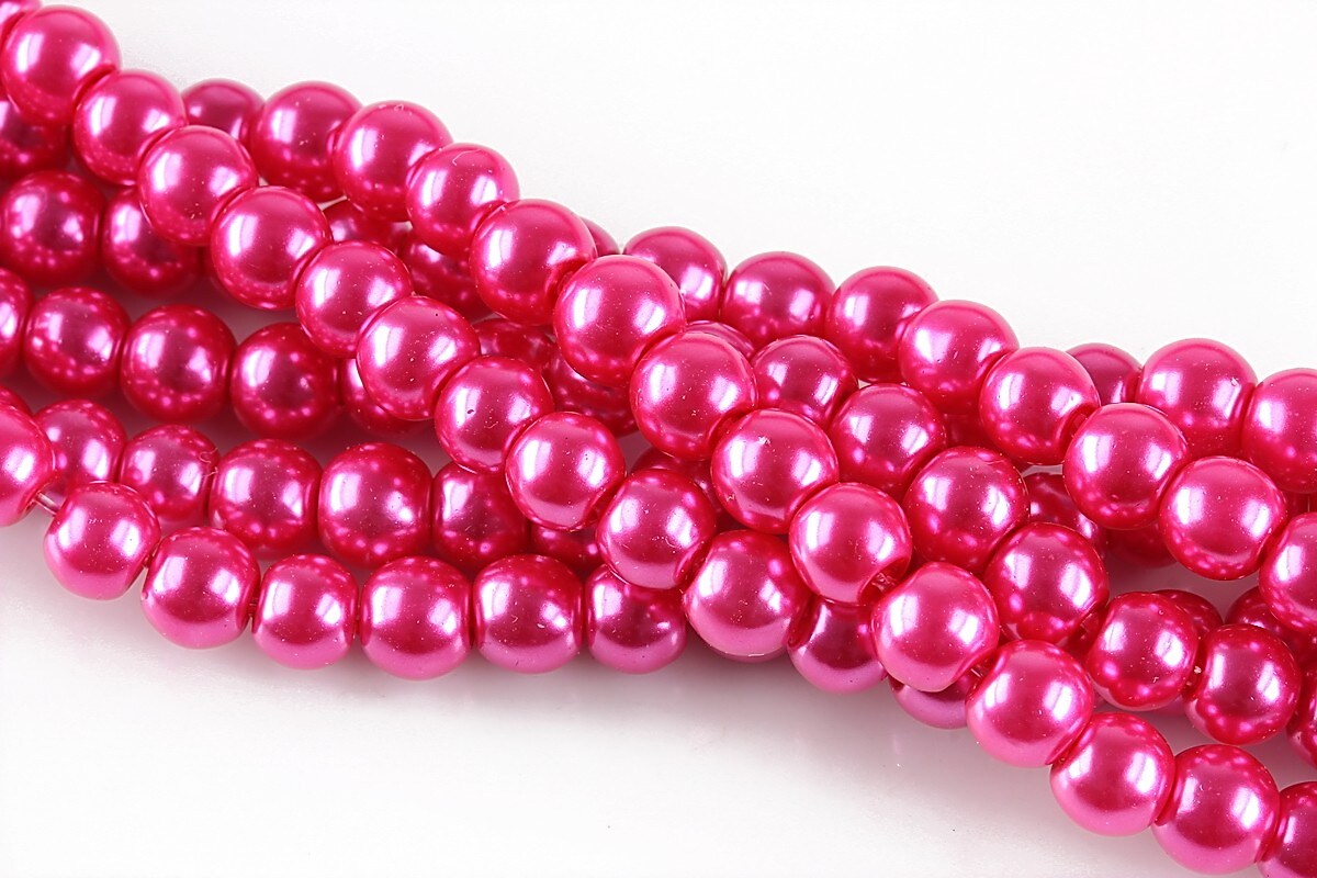 Perle de sticla, sfere 6mm - roz magenta (100 buc.)