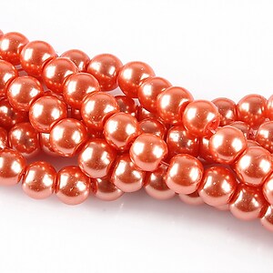 Perle de sticla, sfere 6mm - coral (100 buc.)