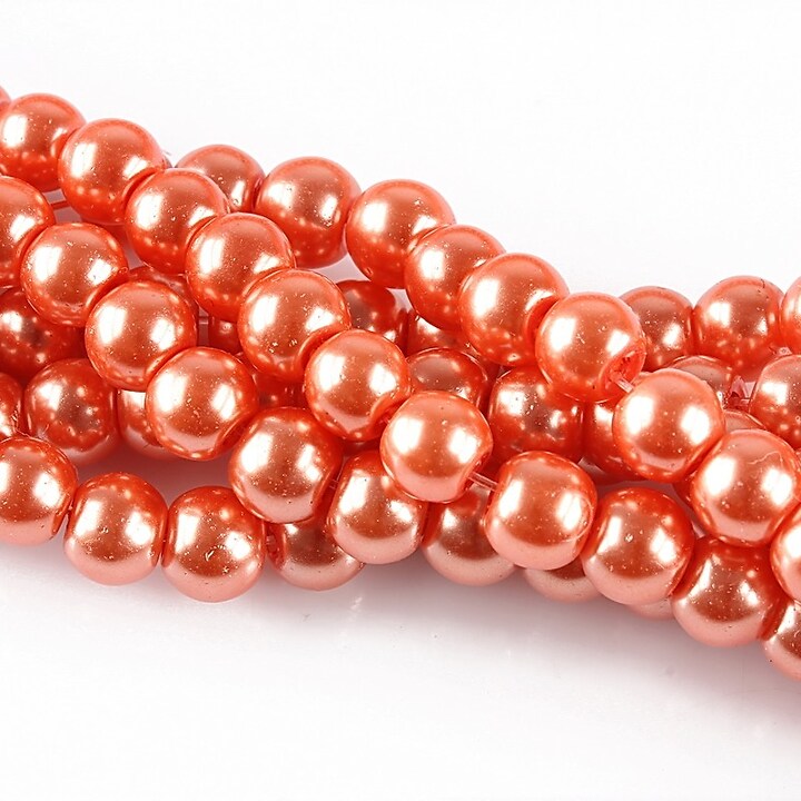 Perle de sticla, sfere 6mm - coral (100 buc.)