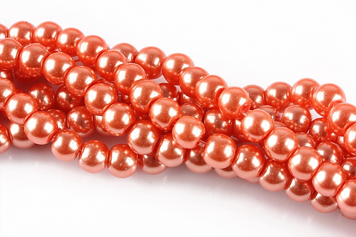 Perle de sticla, sfere 6mm - coral (100 buc.)