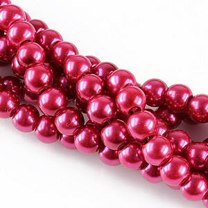 Perle de sticla, sfere 6mm - rosu crimson (100 buc.)