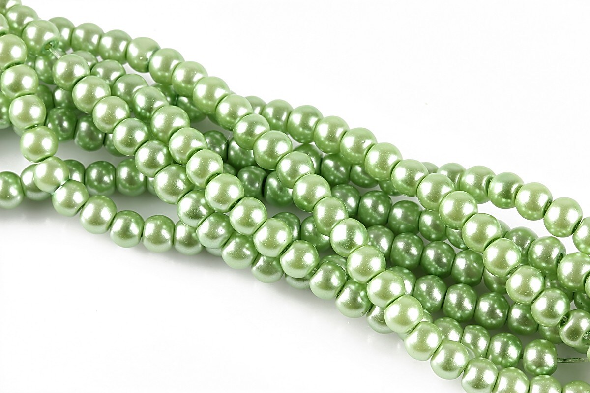 Perle de sticla, sfere 4mm - verde fistic (100 buc.)