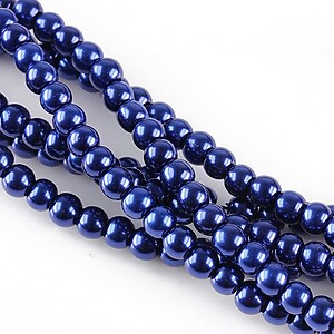 Perle de sticla, sfere 4mm - albastru cobalt (100 buc.)