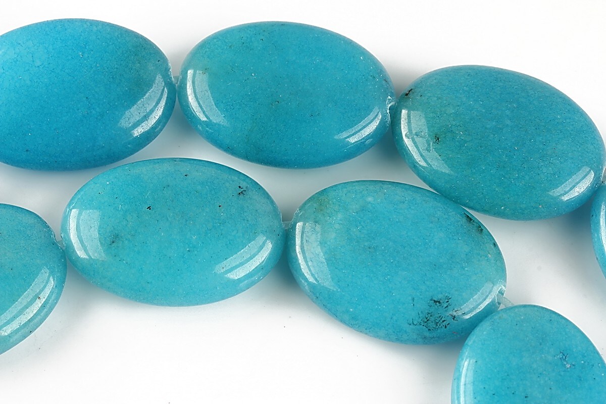 Jad oval 25x18mm - albastru aqua