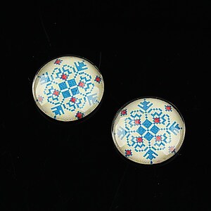 Cabochon sticla 16mm "Folclor" cod 1086