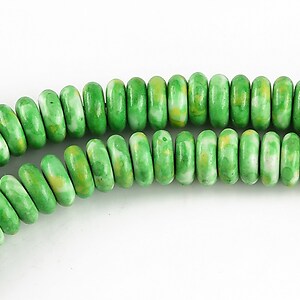 Flower jade rondele 3,5x8mm - verde - galben