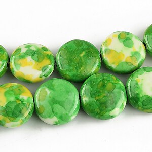 Flower jade banuti 14mm - verde - galben