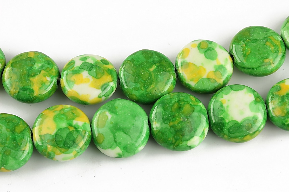 Flower jade banuti 14mm - verde - galben