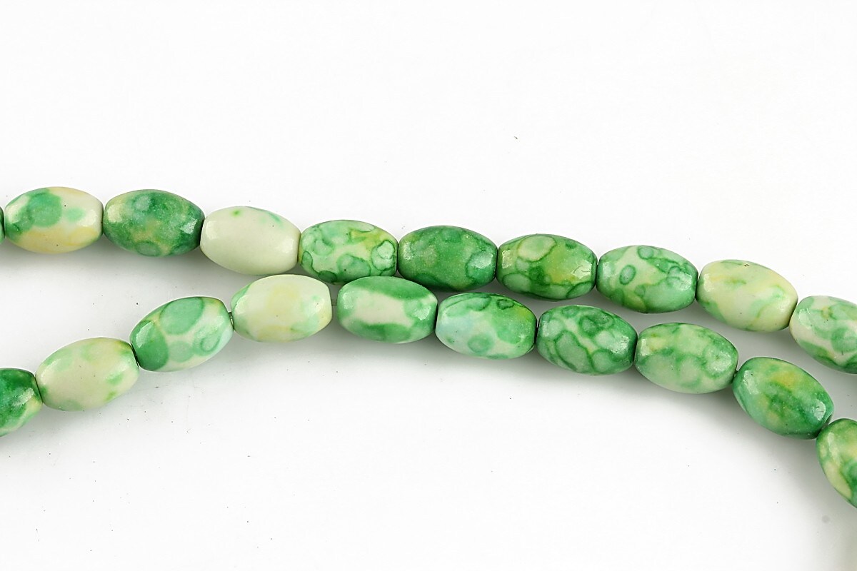 Flower jade alungit 8x5mm - verde - galben