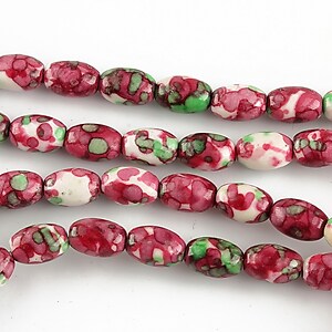 Flower jade alungit 8x5mm - fucsia - verde