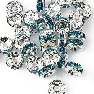 Distantiere cu rhinestone turcoaz 4x8mm