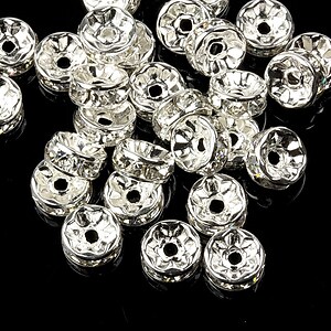 Distantiere cu rhinestone albe 4x8mm