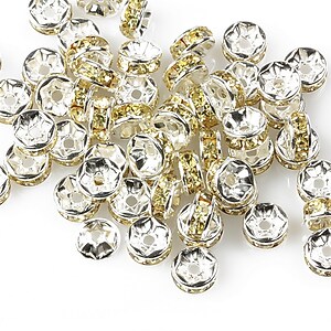 Distantiere cu rhinestone galben deschis 2,5x6mm