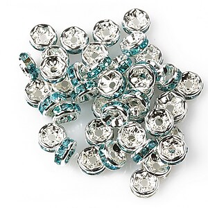 Distantiere cu rhinestone turcoaz 2,5x6mm