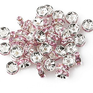 Distantiere cu rhinestone roz 2,5x6mm