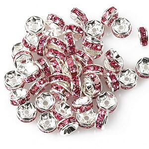 Distantiere cu rhinestone roz inchis 2,5x6mm