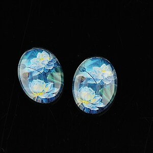 Cabochon sticla 18x13mm "Flowers" cod 1118