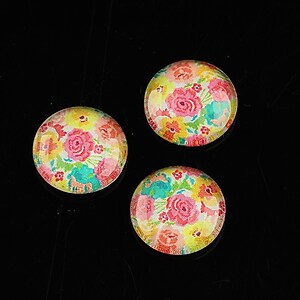 Cabochon sticla 14mm "Flowers" cod 1120