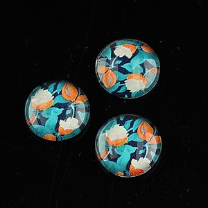 Cabochon sticla 14mm "Flowers" cod 1125