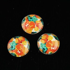 Cabochon sticla 14mm "Flowers" cod 1126