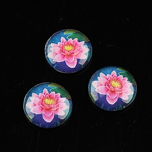 Cabochon sticla 14mm "Flowers" cod 1127