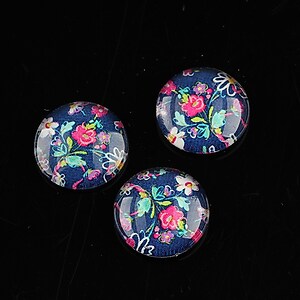 Cabochon sticla 14mm "Flowers" cod 1130