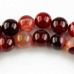 Agate striped sfere 10mm - portocaliu - fucsia