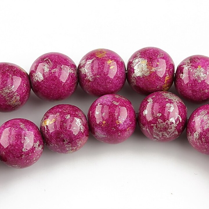 Mashan jad cu irizatii metalice sfere 10mm - magenta