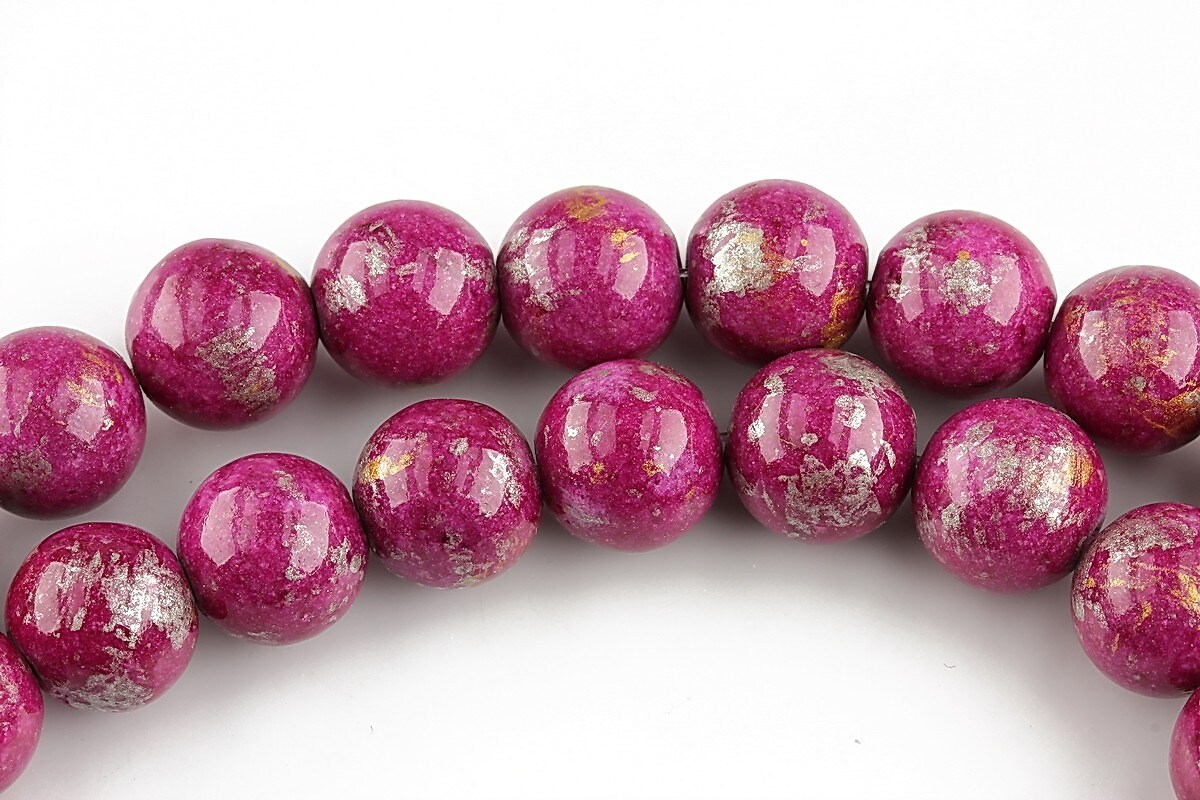 Mashan jad cu irizatii metalice sfere 10mm - magenta