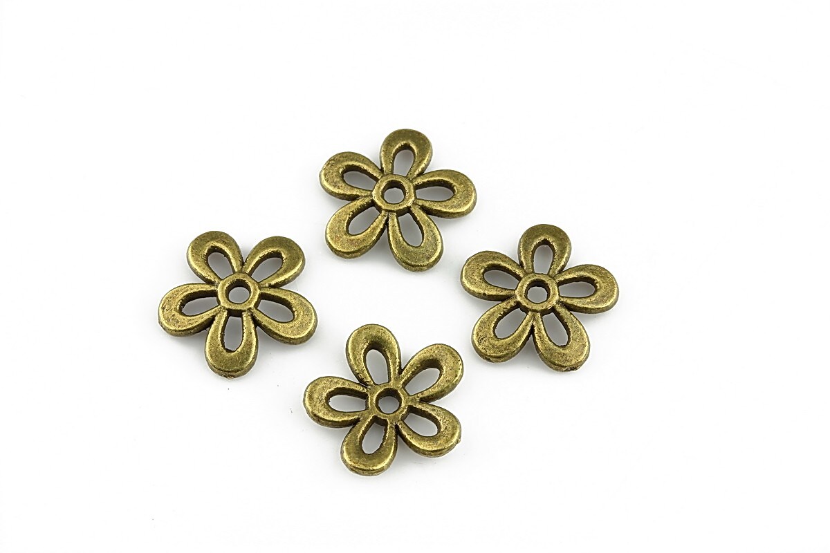 Capacele margele bronz floare 12x2mm