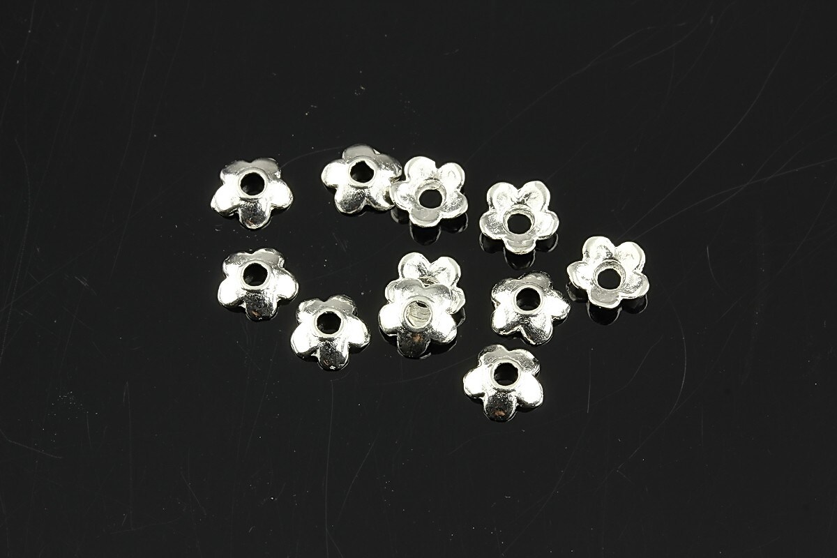 Capacele margele argintii 6x2mm