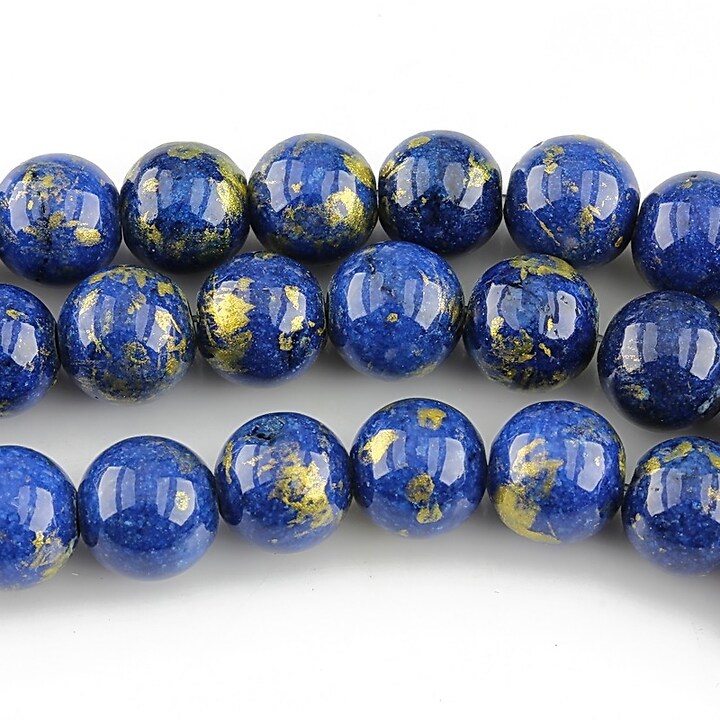 Mashan Jade cu irizatii aurii sfere 8mm - bleumarin