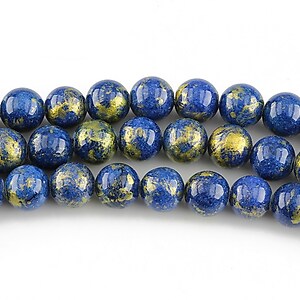 Mashan Jade cu irizatii aurii sfere 6mm - bleumarin