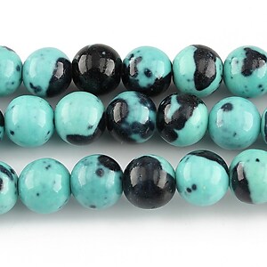 Ocean jade sfere 8mm - turcoaz - negru