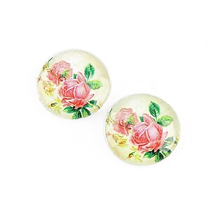 Cabochon sticla 16mm "Flowers" cod 1164