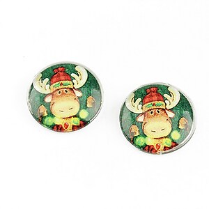 Cabochon sticla 16mm "Christmas" cod 1190