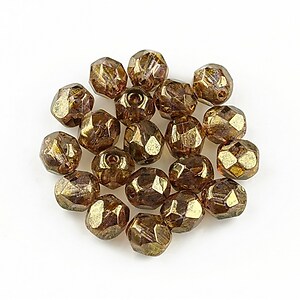 Margele fire polish 6mm - Luster - Transparent Gold/Smokey Topaz