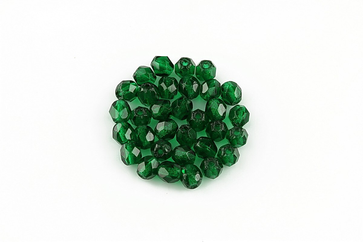 Margele fire polish 4mm (10 buc.) - Dk Emerald