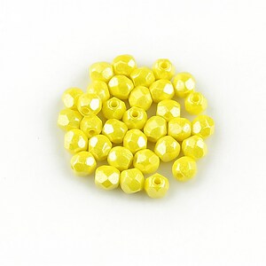 Margele fire polish 4mm (10 buc.) - Luster - Opaque Yellow