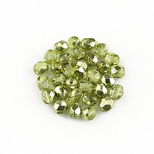 Margele fire polish 4mm (10 buc.) - Coated - Crystal Half Metal Lt Green