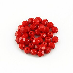 Margele fire polish 4mm (10 buc.) - Opaque Lt Red