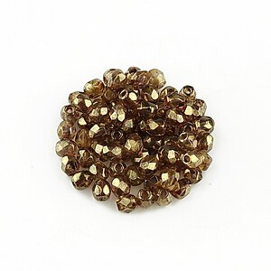 Margele fire polish 3mm (10 buc.) - Luster - Transparent Gold/Smokey Topaz