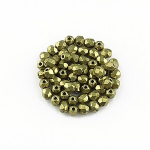 Margele fire polish 3mm (10 buc.) - Saturated Metallic Golden Lime